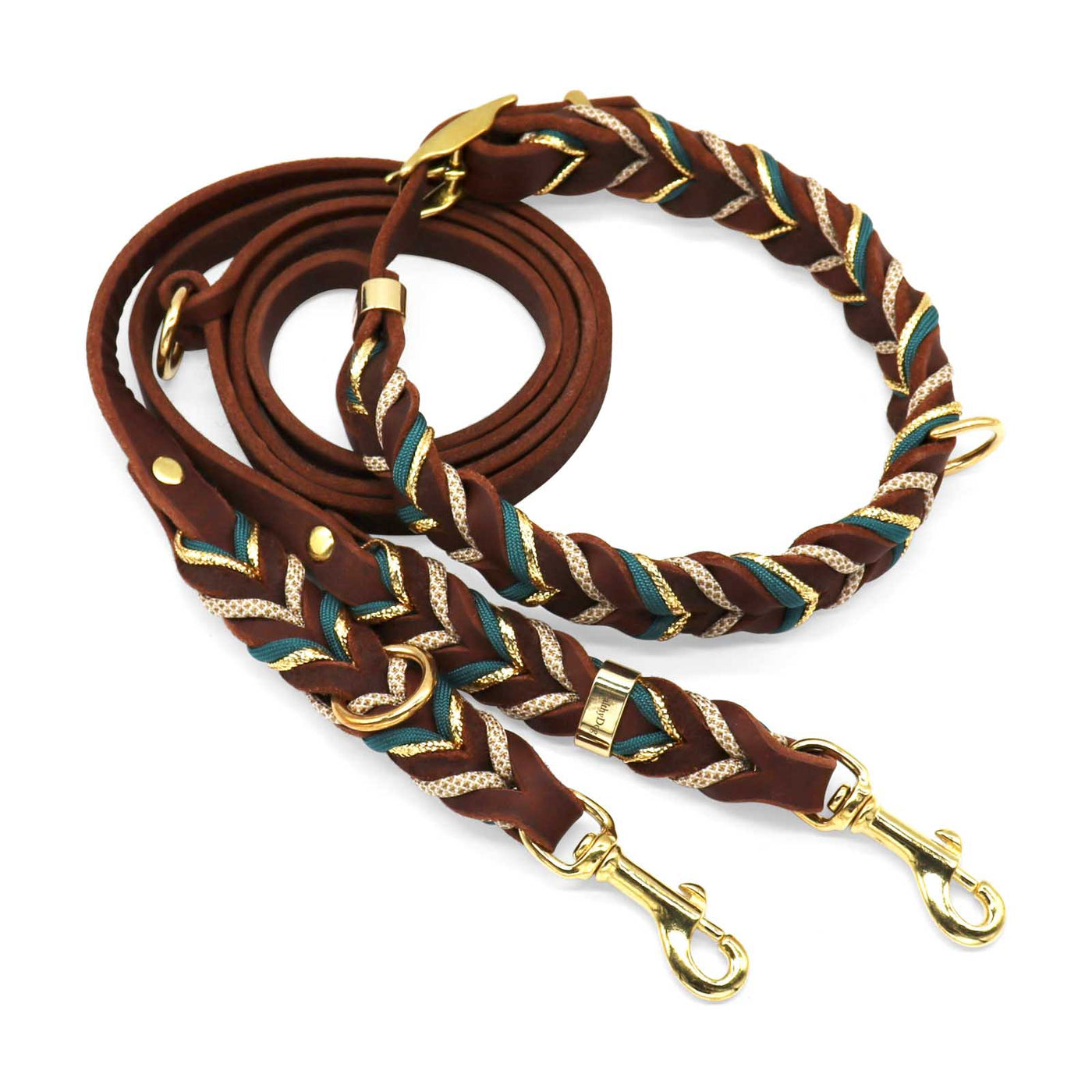 HealthyDog Lederhalsband und Lederleine "Jay"