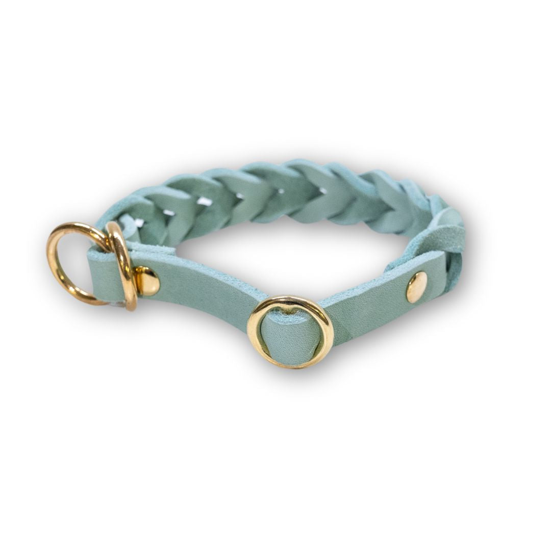 HealthyDog Lederhalsband Zugstop mint