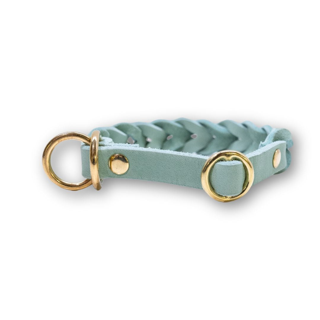 HealthyDog Lederhalsband Zugstop mint