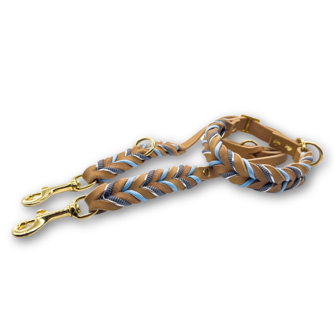 HealthyDog Lederhalsband und Lederleine "Chiara"