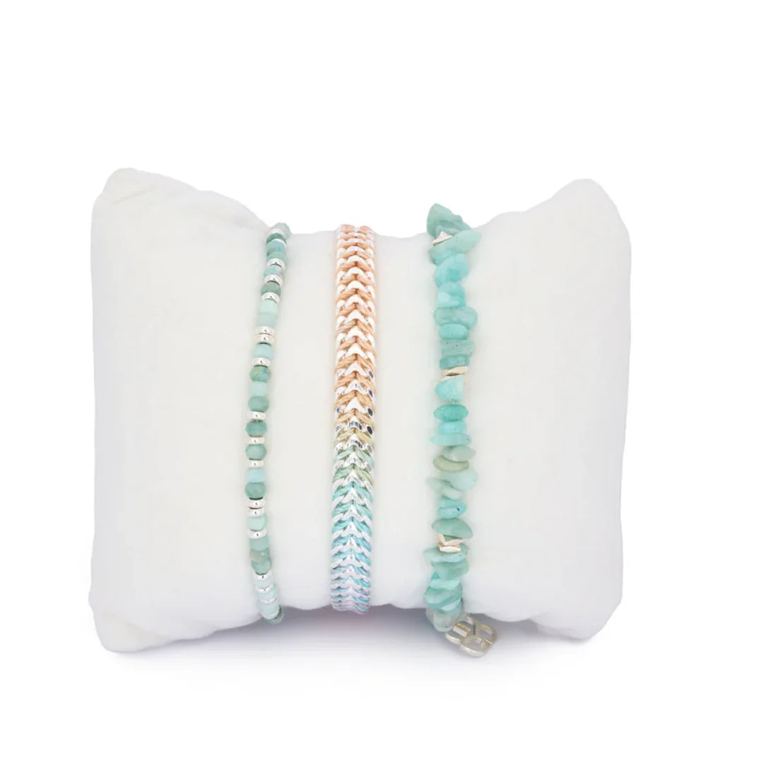 HealthyDog Boho Betty "Maupiti" Amazonit - & Silberarmband Set