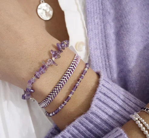 HealthyDog Boho Betty "Maupiti" Amethyst - & Silberarmband Set
