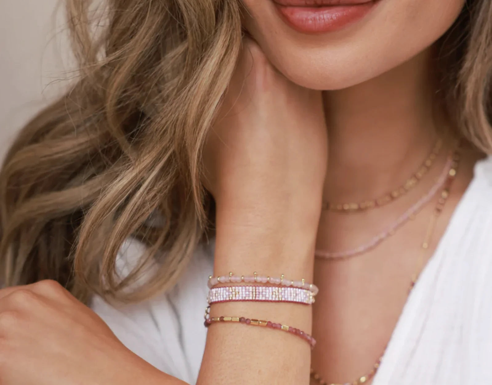 HealthyDog Boho Betty Freundschaftsperlenarmband "pink"