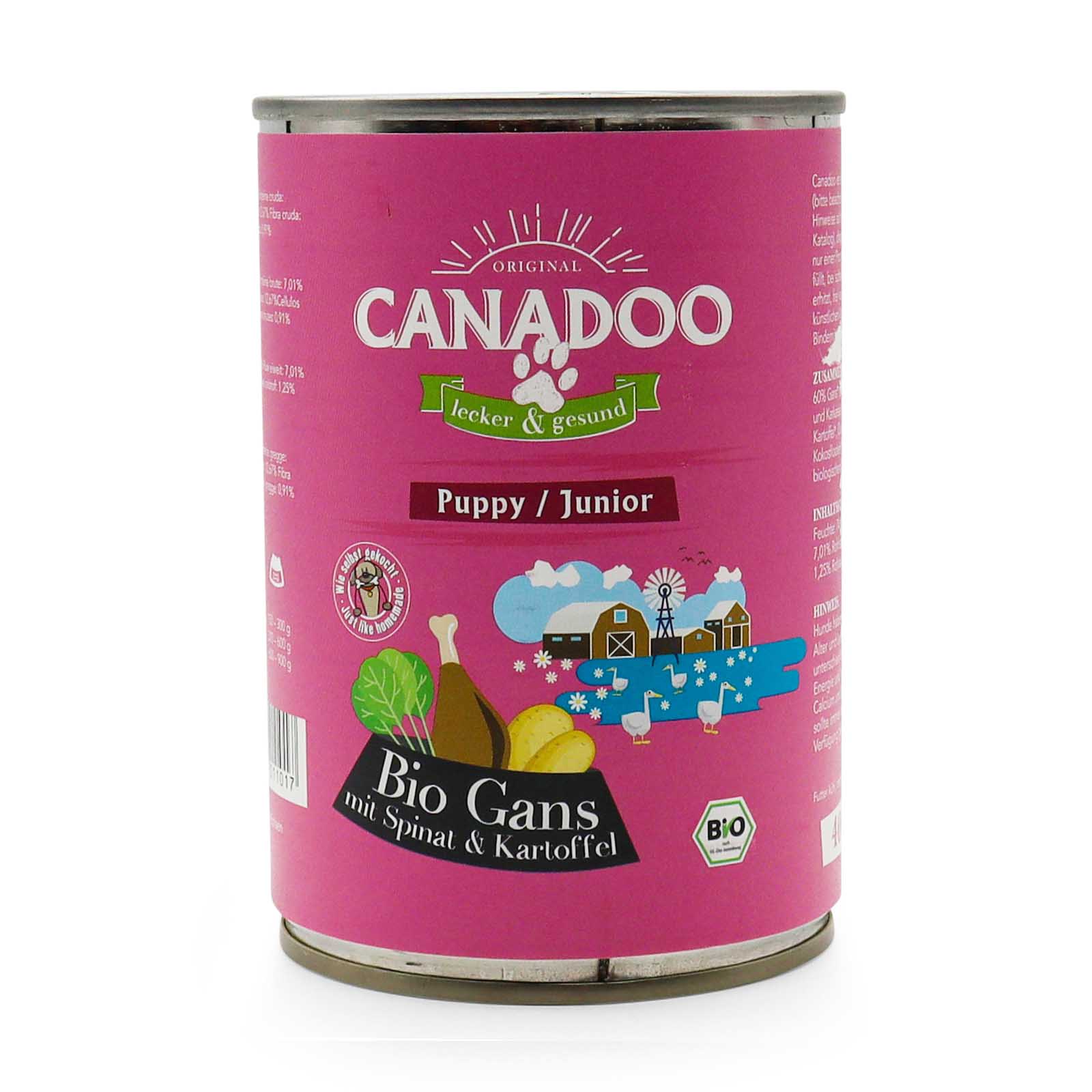 Canadoo Welpe/Junior Bio Gans mit Spinat & Kartoffel