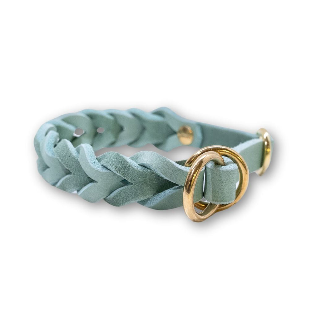 HealthyDog Lederhalsband Zugstop mint