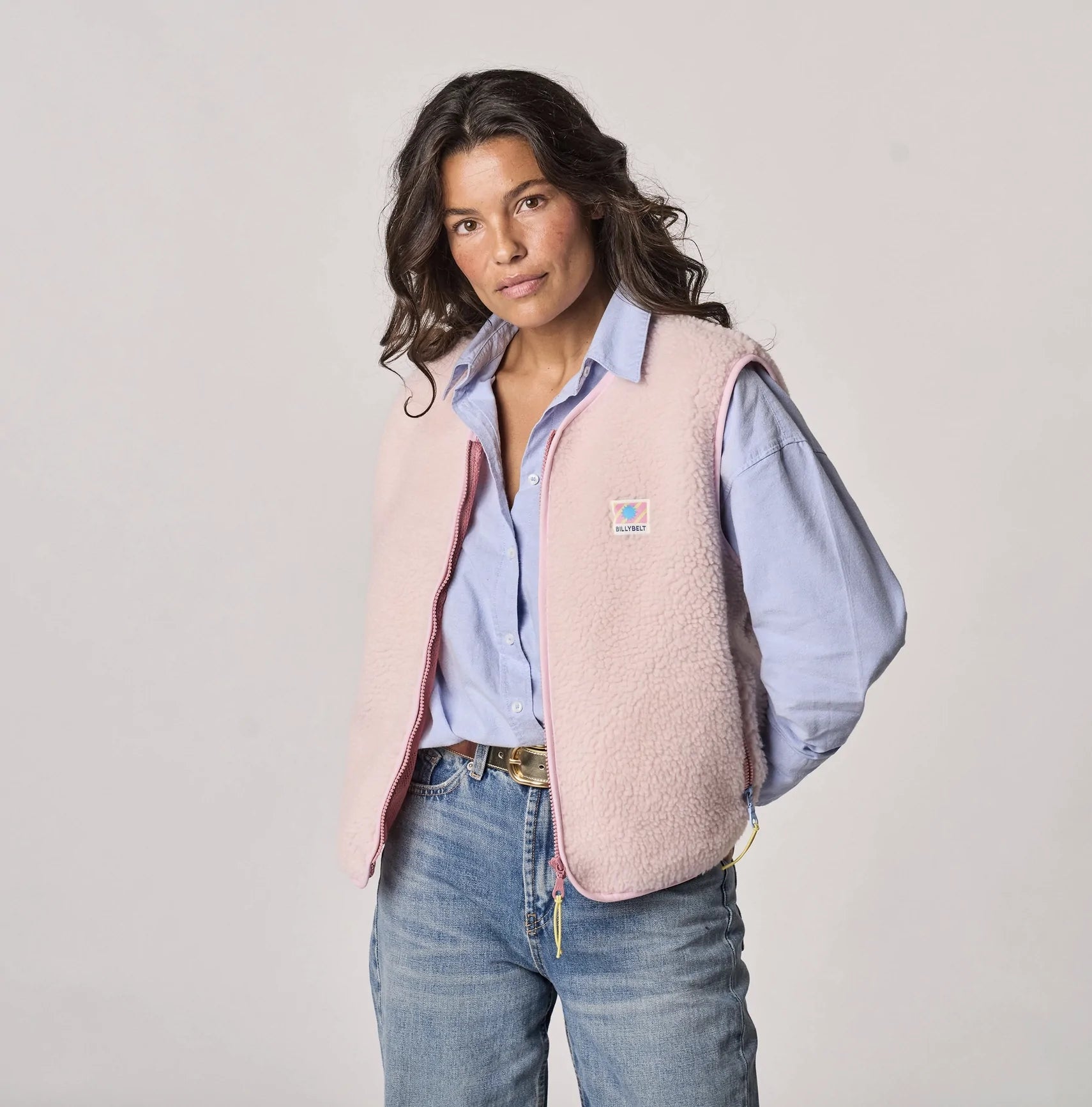 BILLYBELT Damenweste aus Sherpa mit Reissverschluss "hellrosa"
