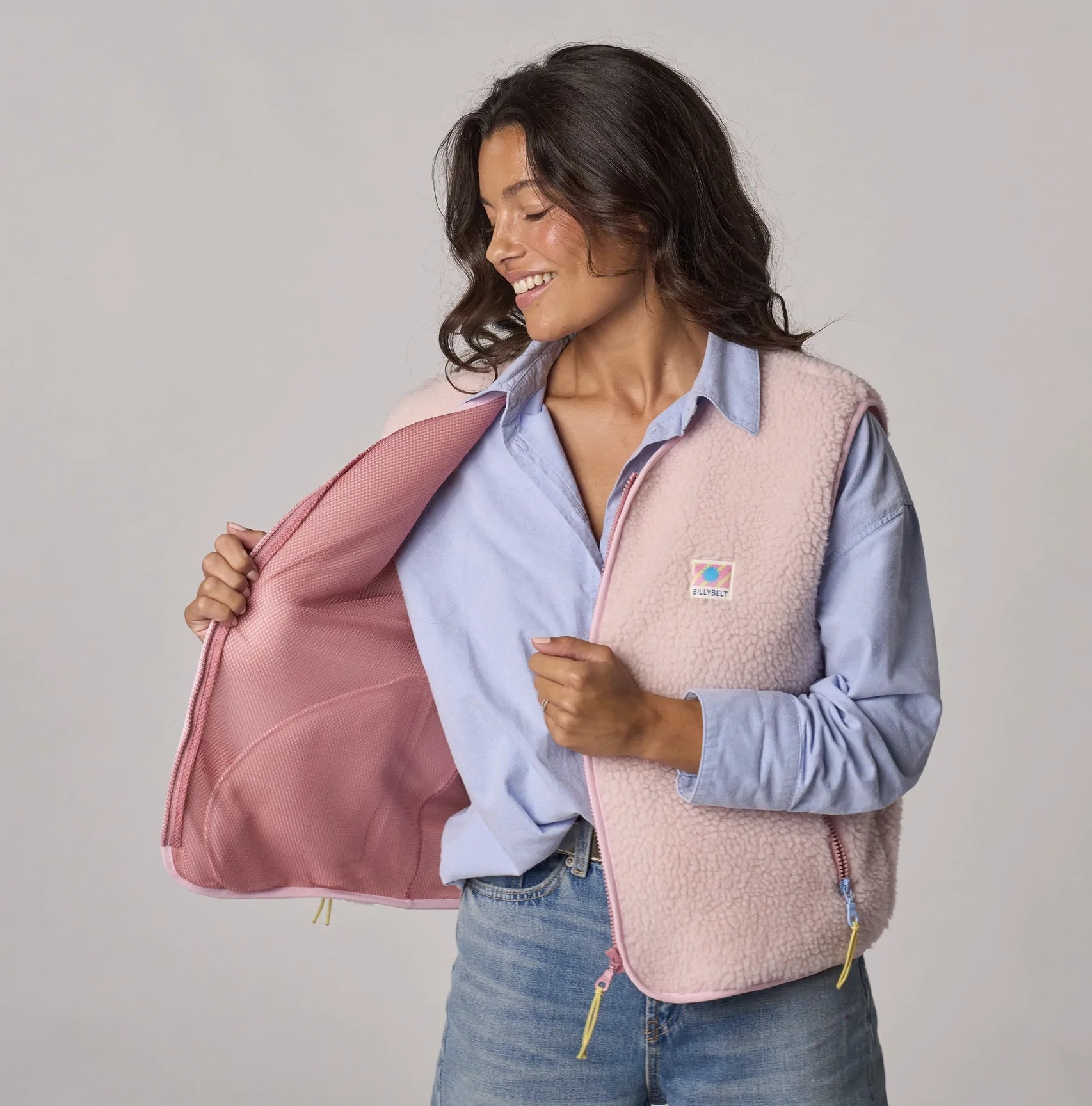 BILLYBELT Damenweste aus Sherpa mit Reissverschluss "hellrosa"