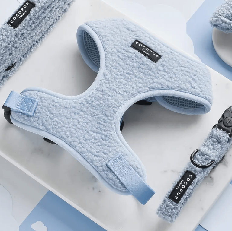 Cocopup London Teddy verstellbares Halsgeschirr "babyblau"