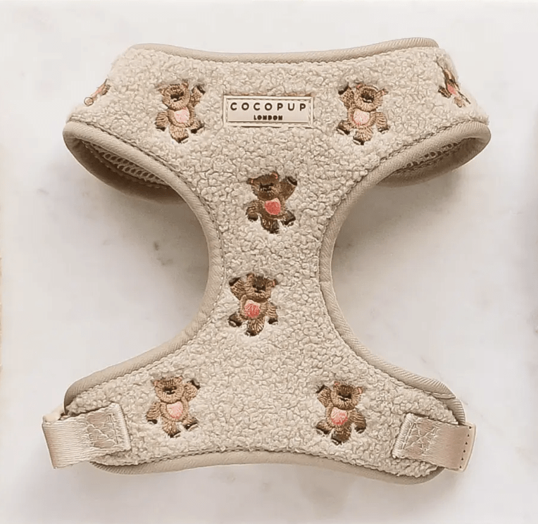 Cocopup London Teddy verstellbares Halsgeschirr mit besticktem Teddy-Motiv