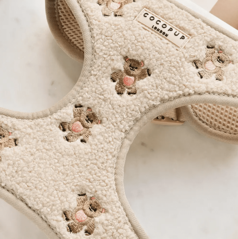 Cocopup London Teddy verstellbares Halsgeschirr mit besticktem Teddy-Motiv