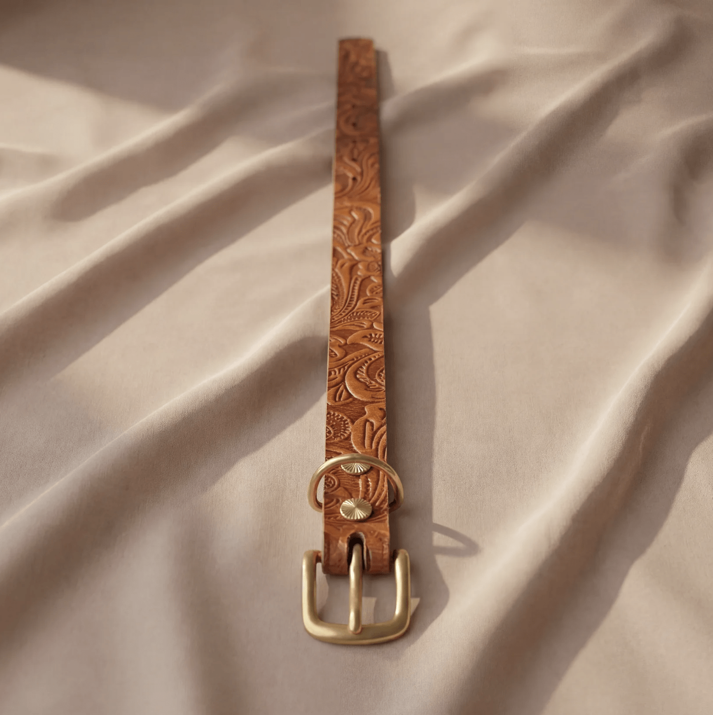 Doggy with Style Lederhalsband Floralis "Cognac"