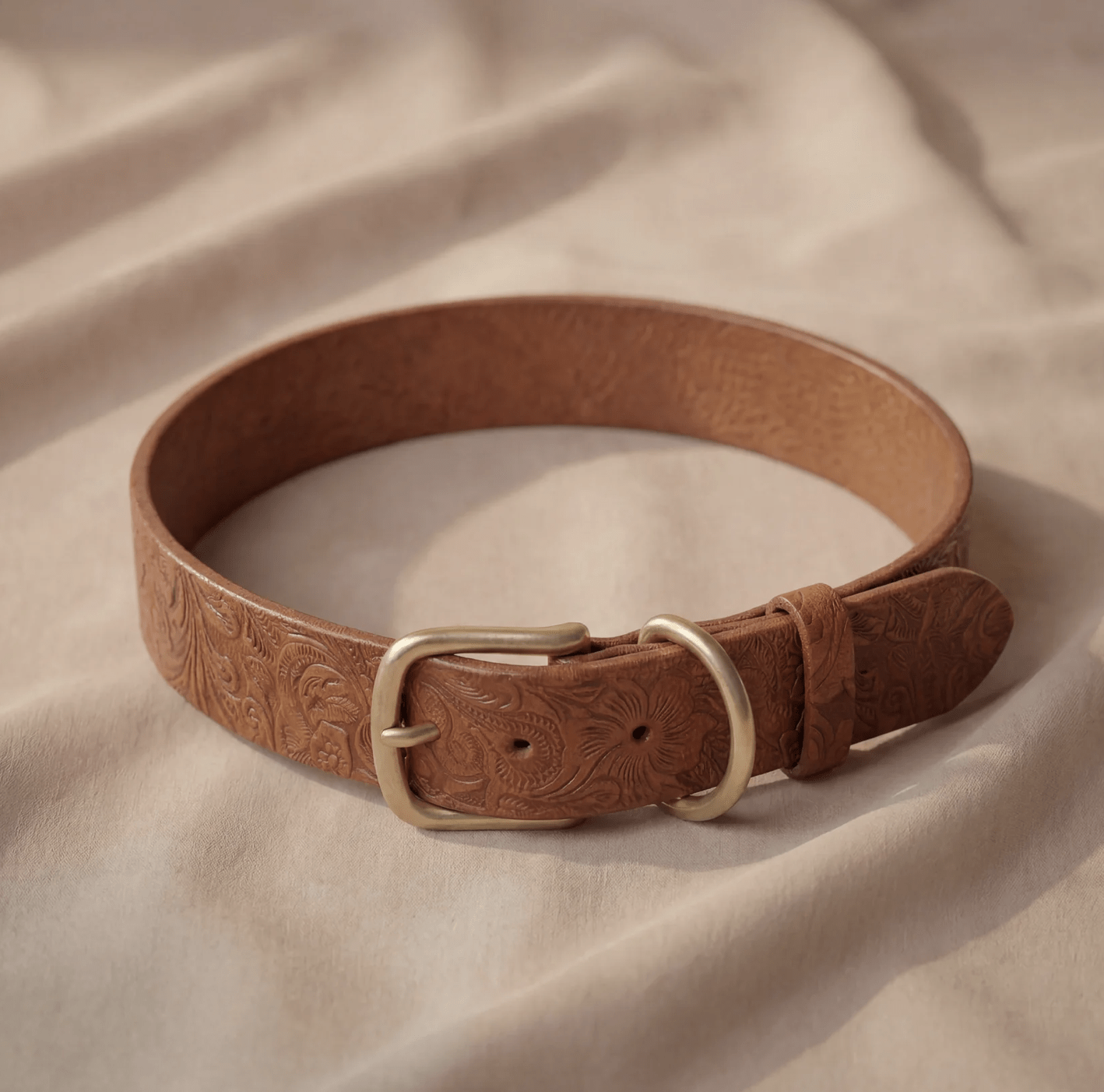 Doggy with Style Lederhalsband Floralis "Cognac"