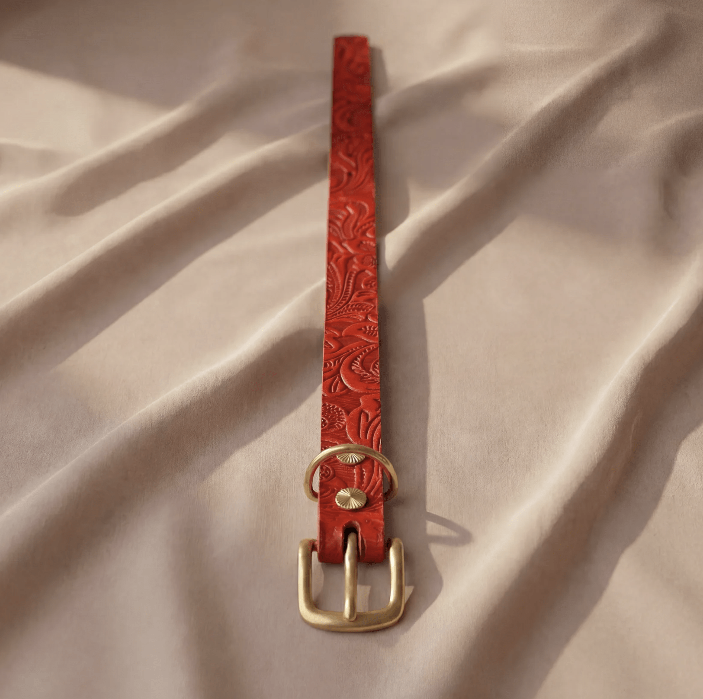Doggy with Style Lederhalsband Floralis "Rot"