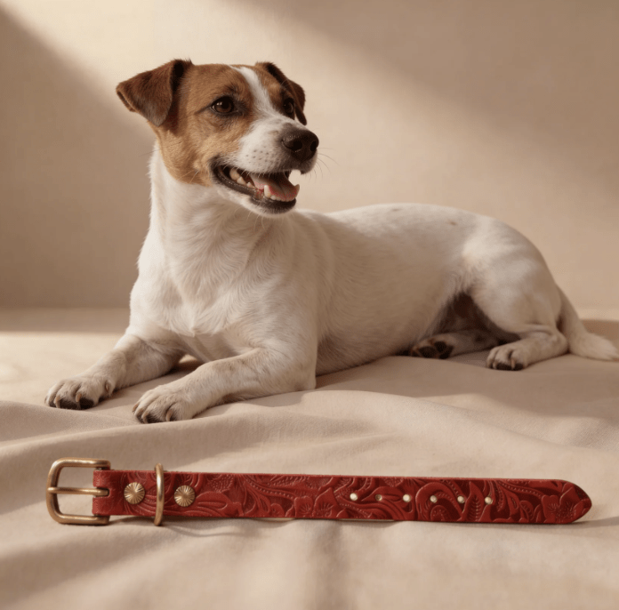 Doggy with Style Lederhalsband Floralis "Rot"