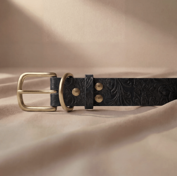 Doggy with Style Lederhalsband Floralis "Schwarz"