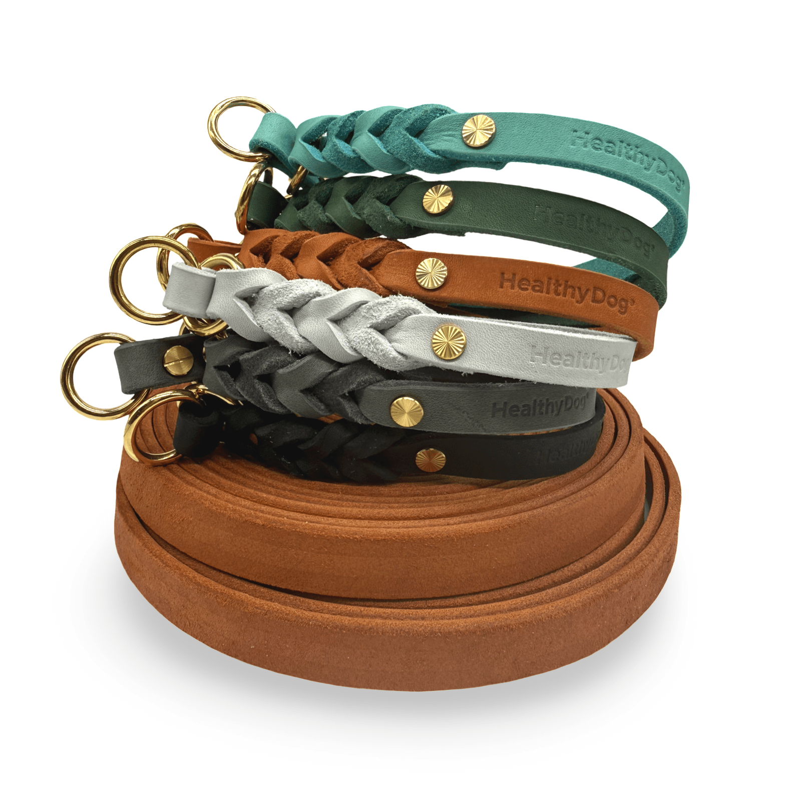 HealthyDog Lederhalsband "Verbunden" 11 verschiedene Farben