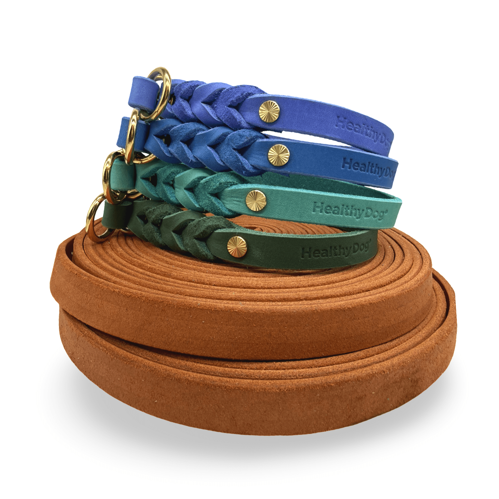 HealthyDog Lederhalsband "Verbunden" 11 verschiedene Farben