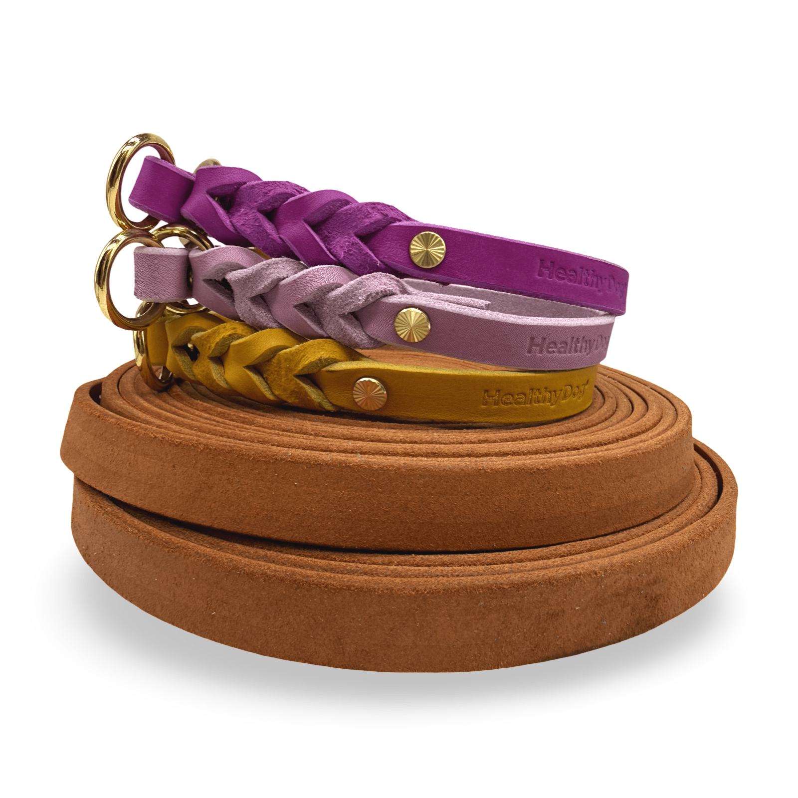HealthyDog Lederhalsband "Verbunden" 11 verschiedene Farben