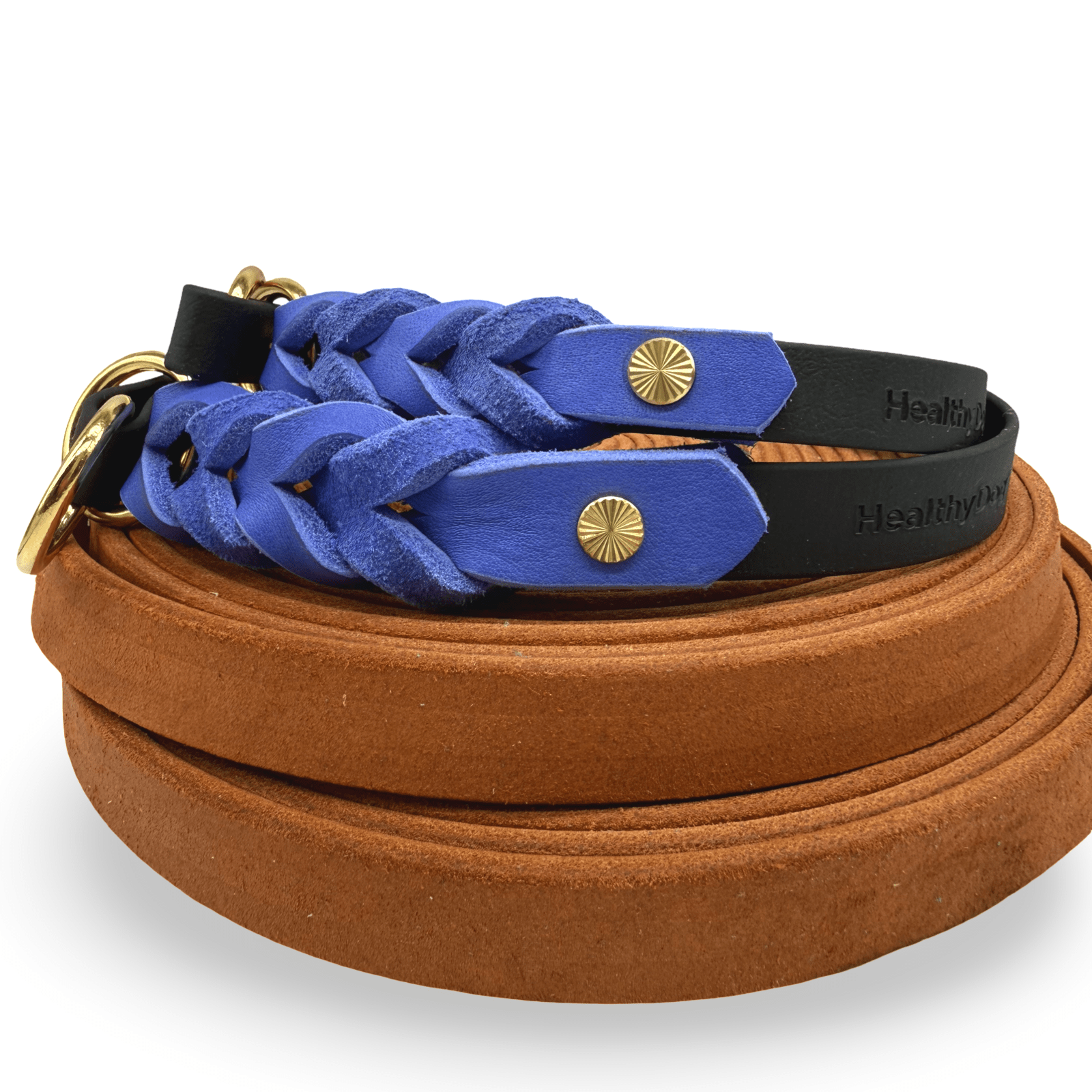 HealthyDog BioThane x Leder Zugstopp Hundehalsband "schwarz"