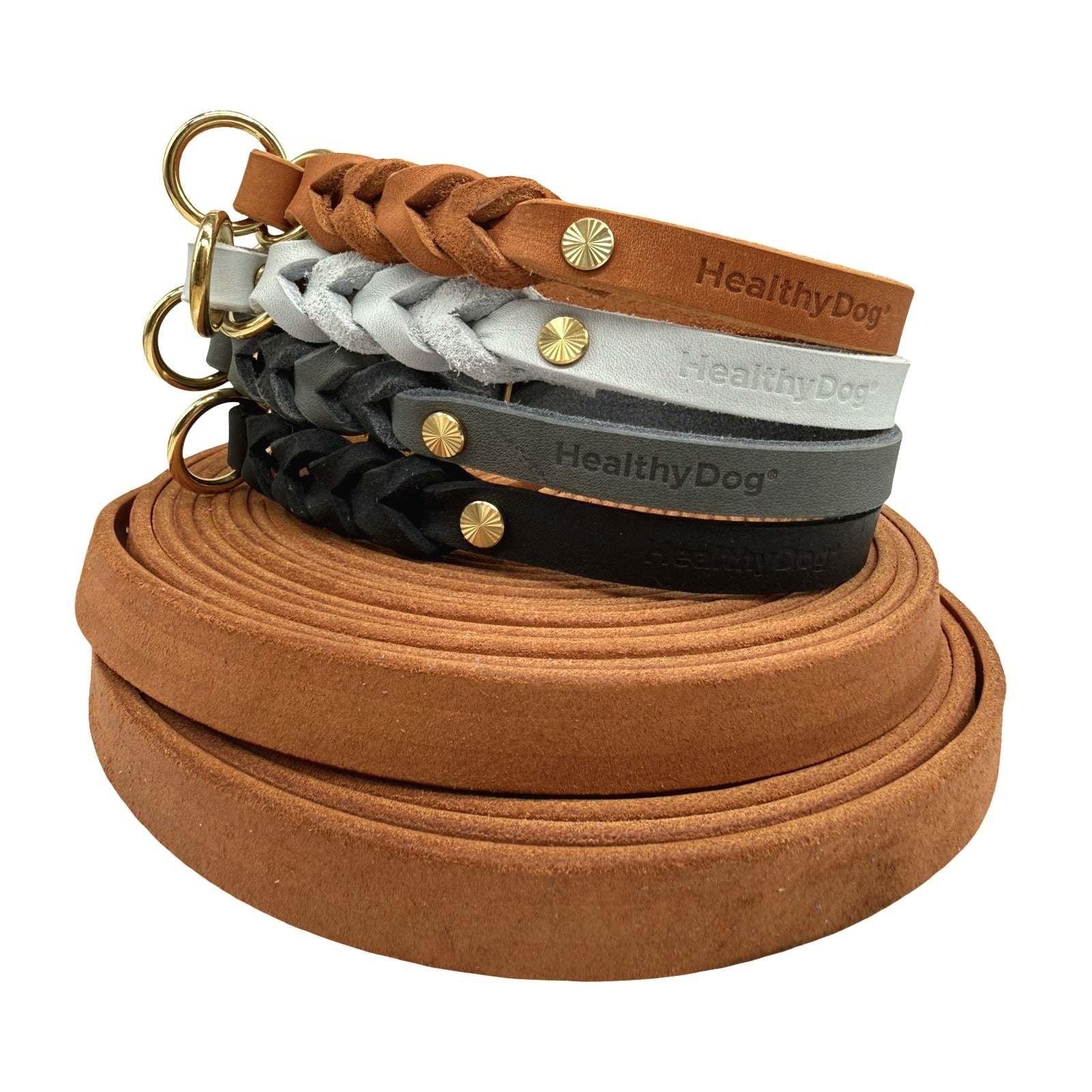 HealthyDog Lederhalsband "Verbunden" 11 verschiedene Farben