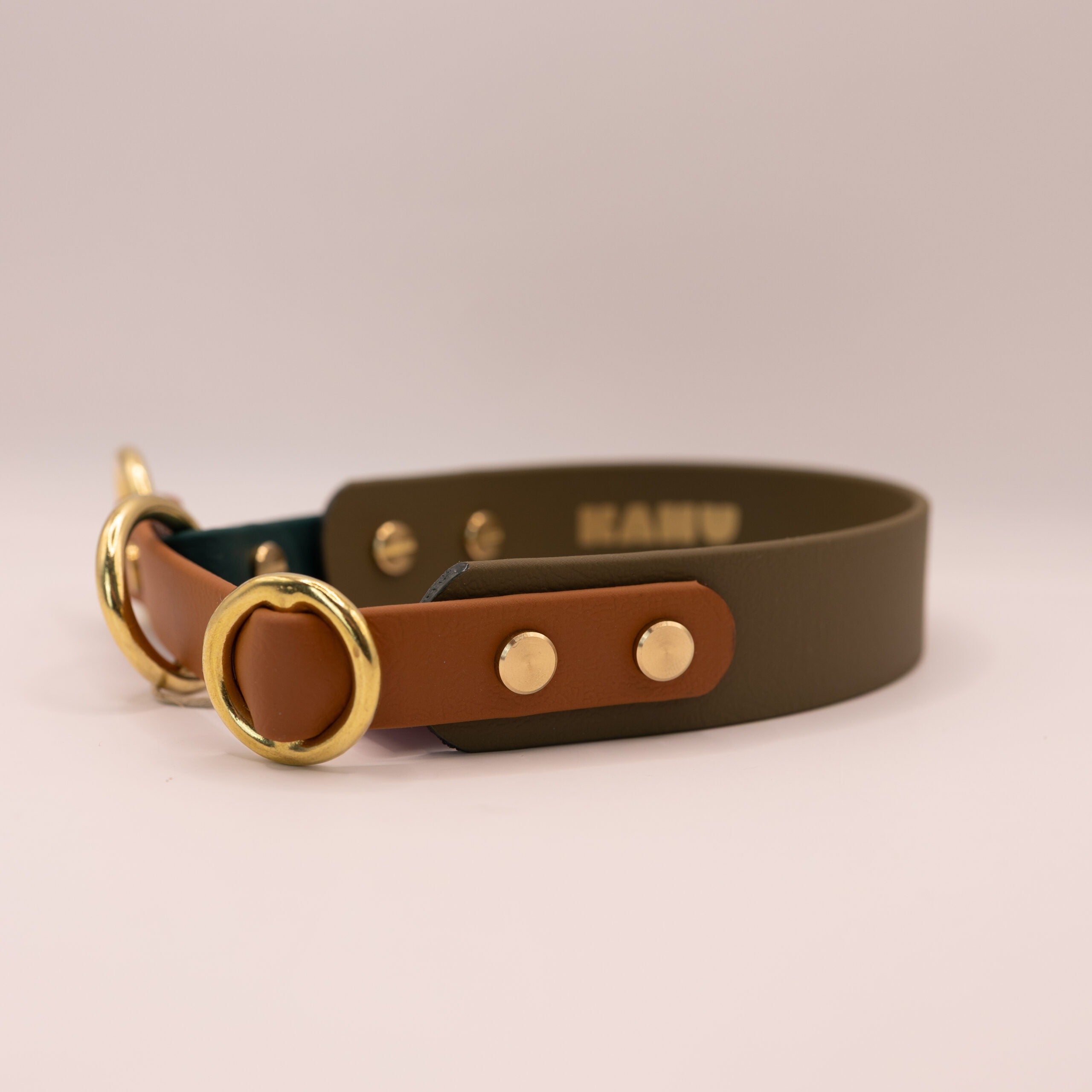 HealthyDog x KAHU Zugstopp Halsband Biothane "oliv/braun"