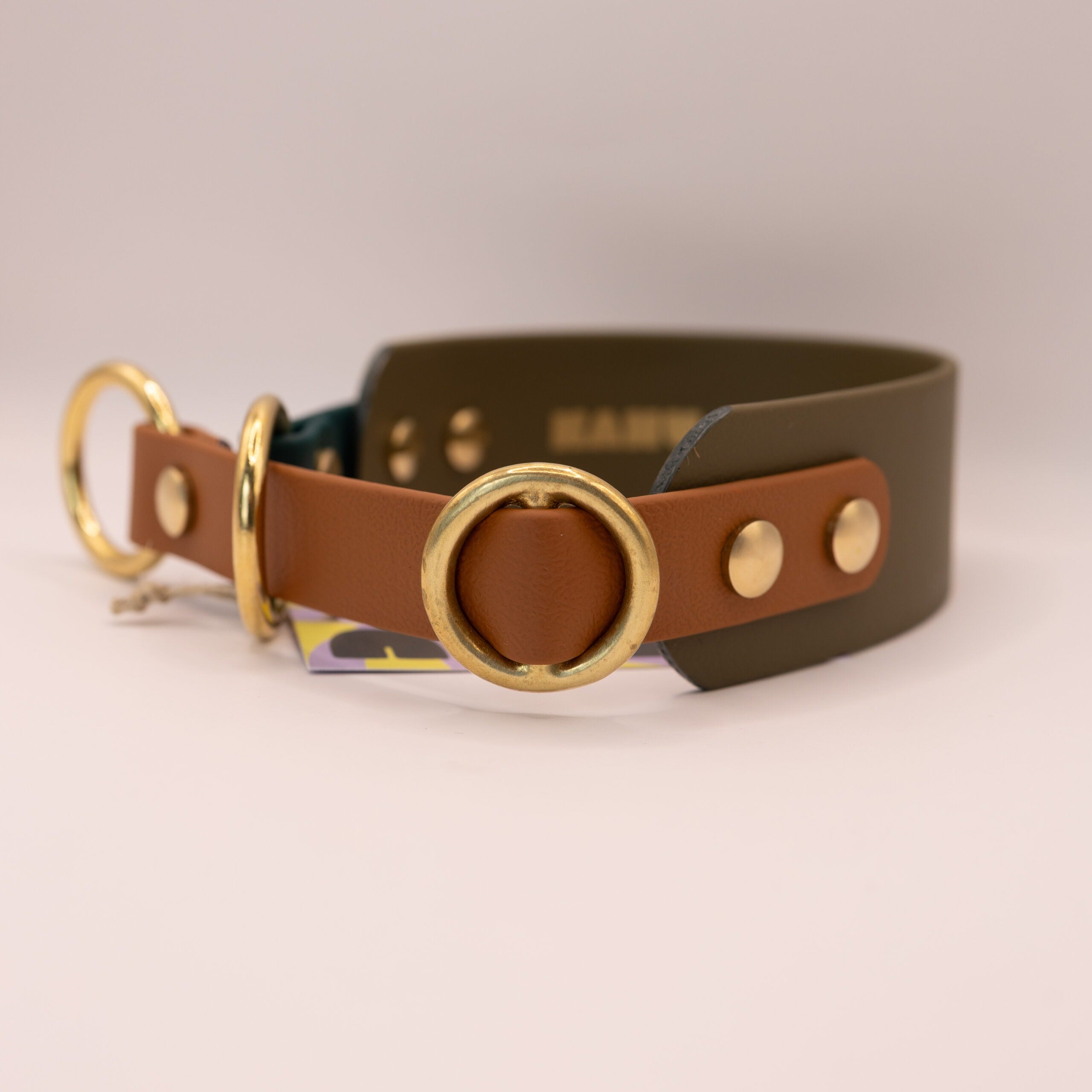 HealthyDog x KAHU Zugstopp Halsband Biothane "oliv/braun"