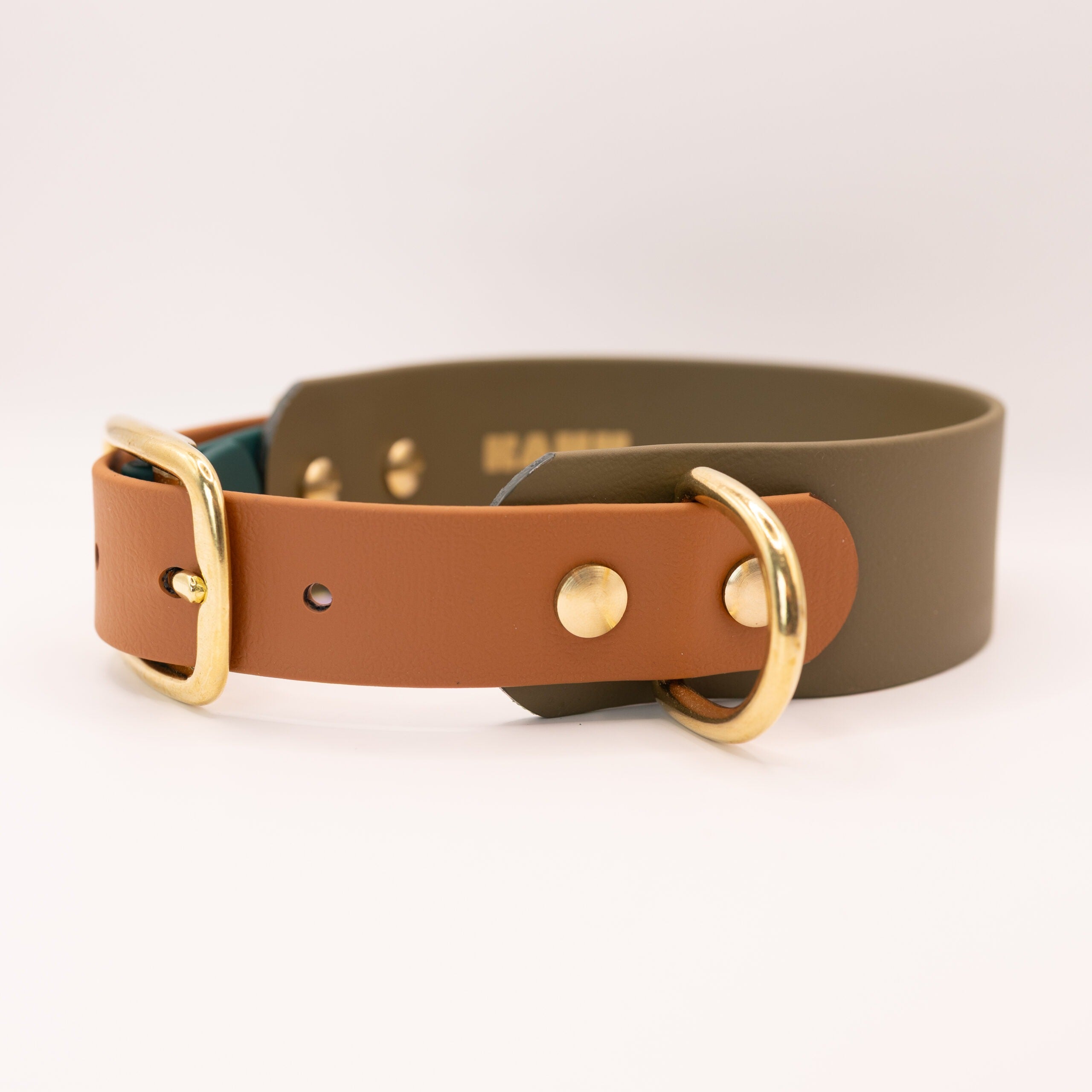 HealthyDog x KAHU verstellbares Halsband Biothane "oliv/braun"