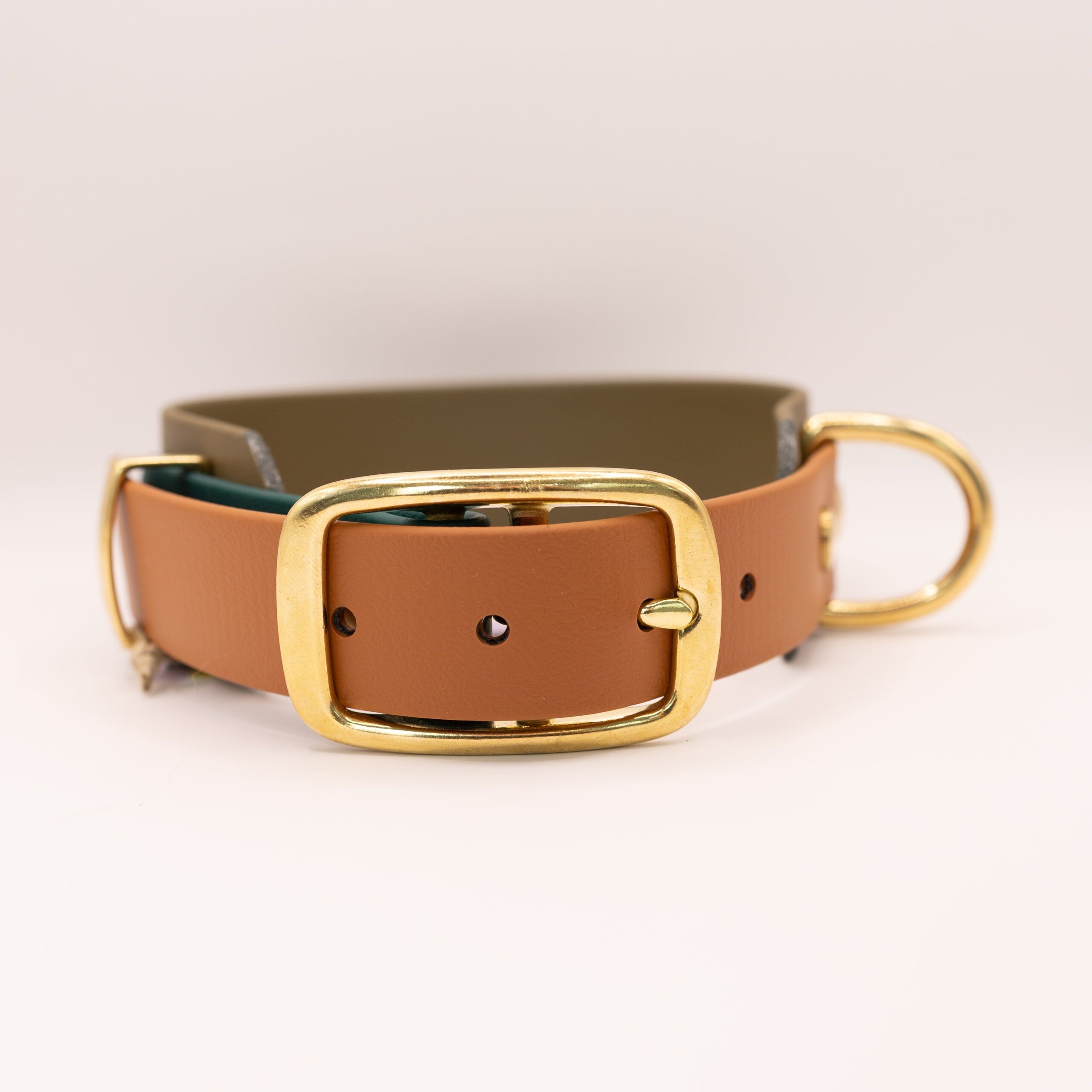 HealthyDog x KAHU verstellbares Halsband Biothane "oliv/braun"