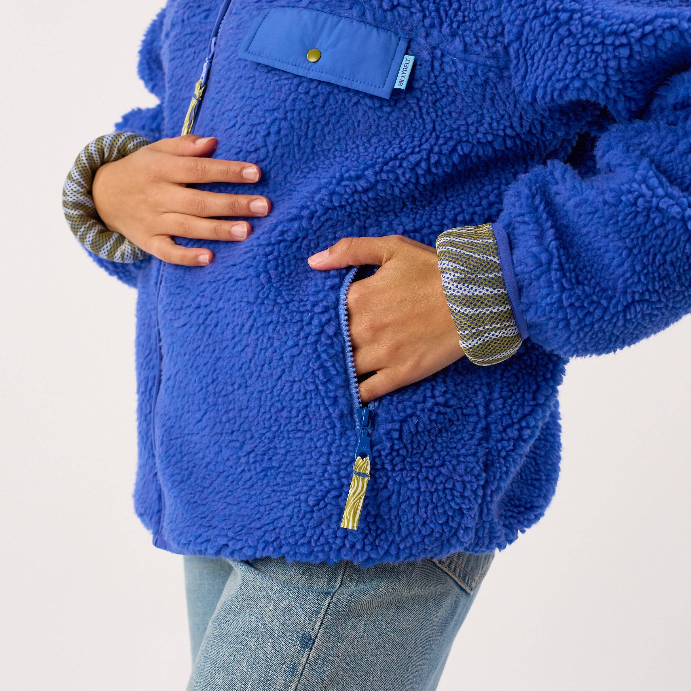 BILLYBELT Damenjacke aus Sherpa mit Reissverschluss und langen Ärmeln "blau"