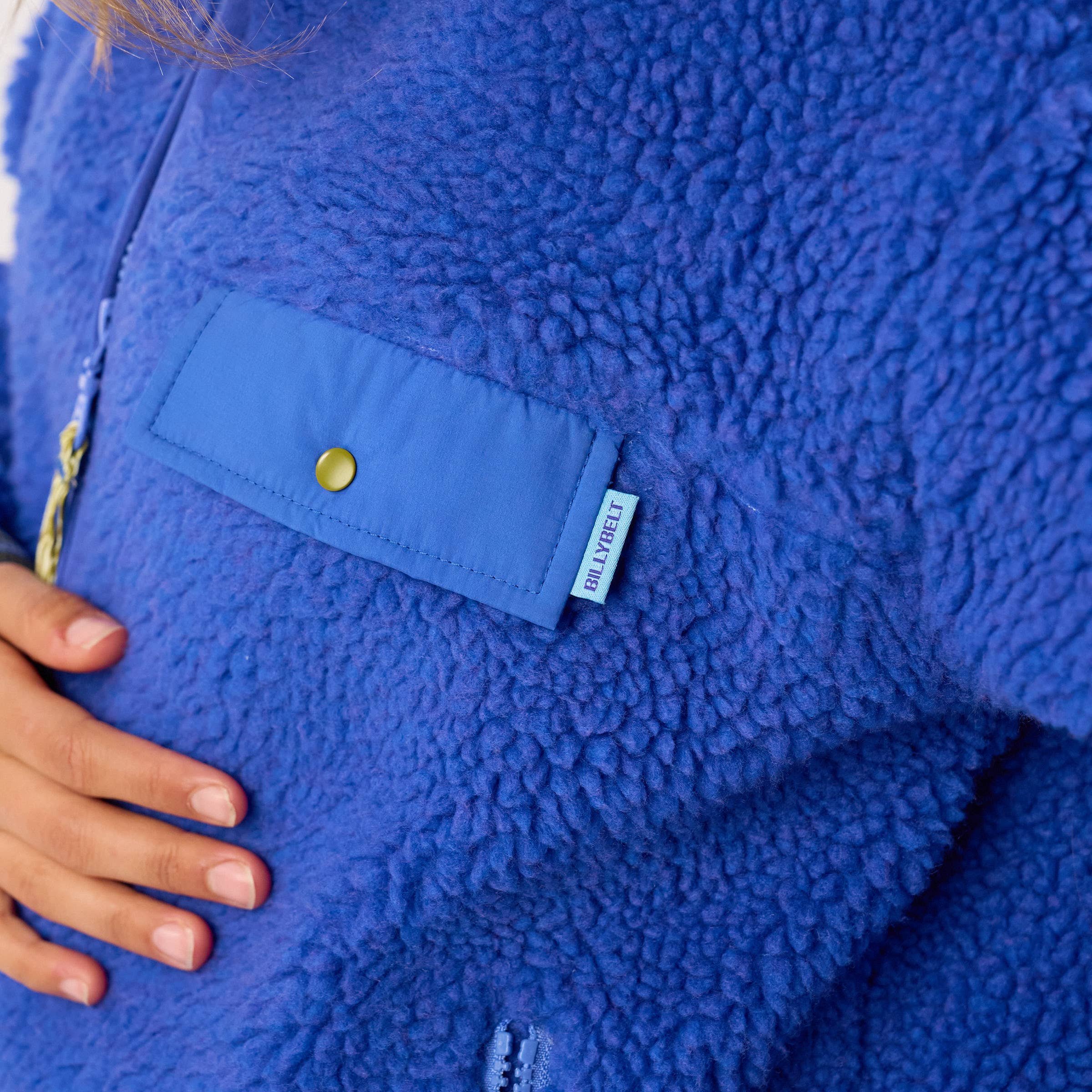 BILLYBELT Damenjacke aus Sherpa mit Reissverschluss und langen Ärmeln "blau"