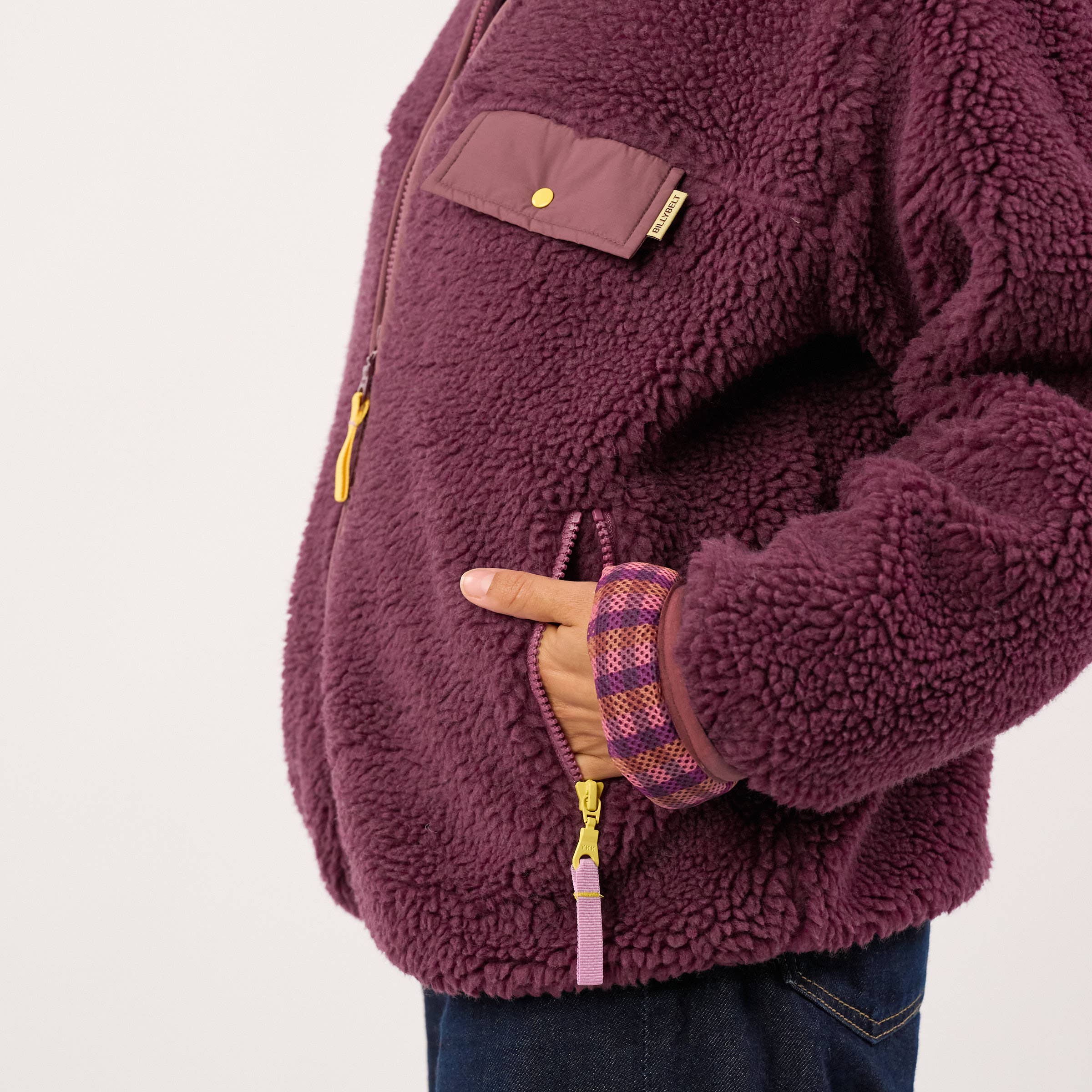 BILLYBELT Damenjacke aus Sherpa mit Reissverschluss und langen Ärmeln "pflaume"
