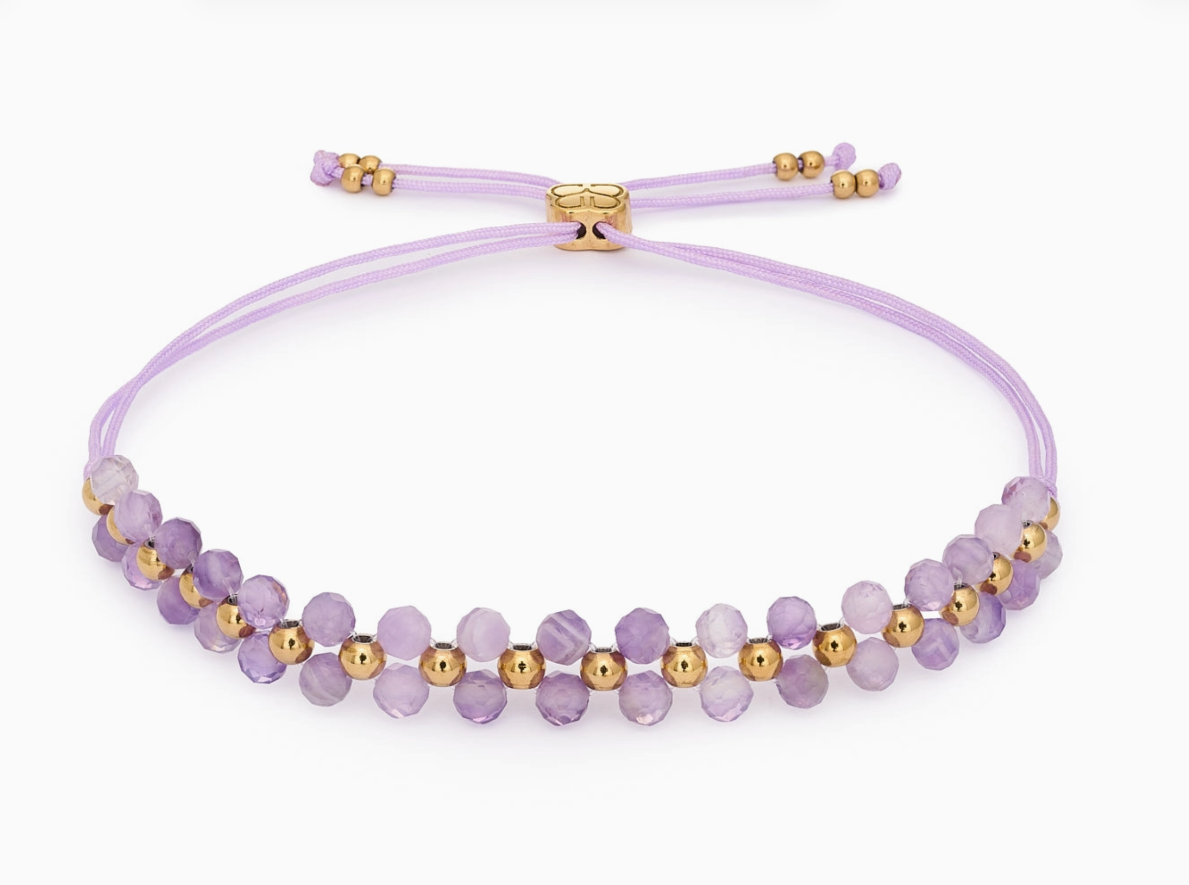 Boho Betty Amethyst- und Goldperlen-Freundschaftsarmband