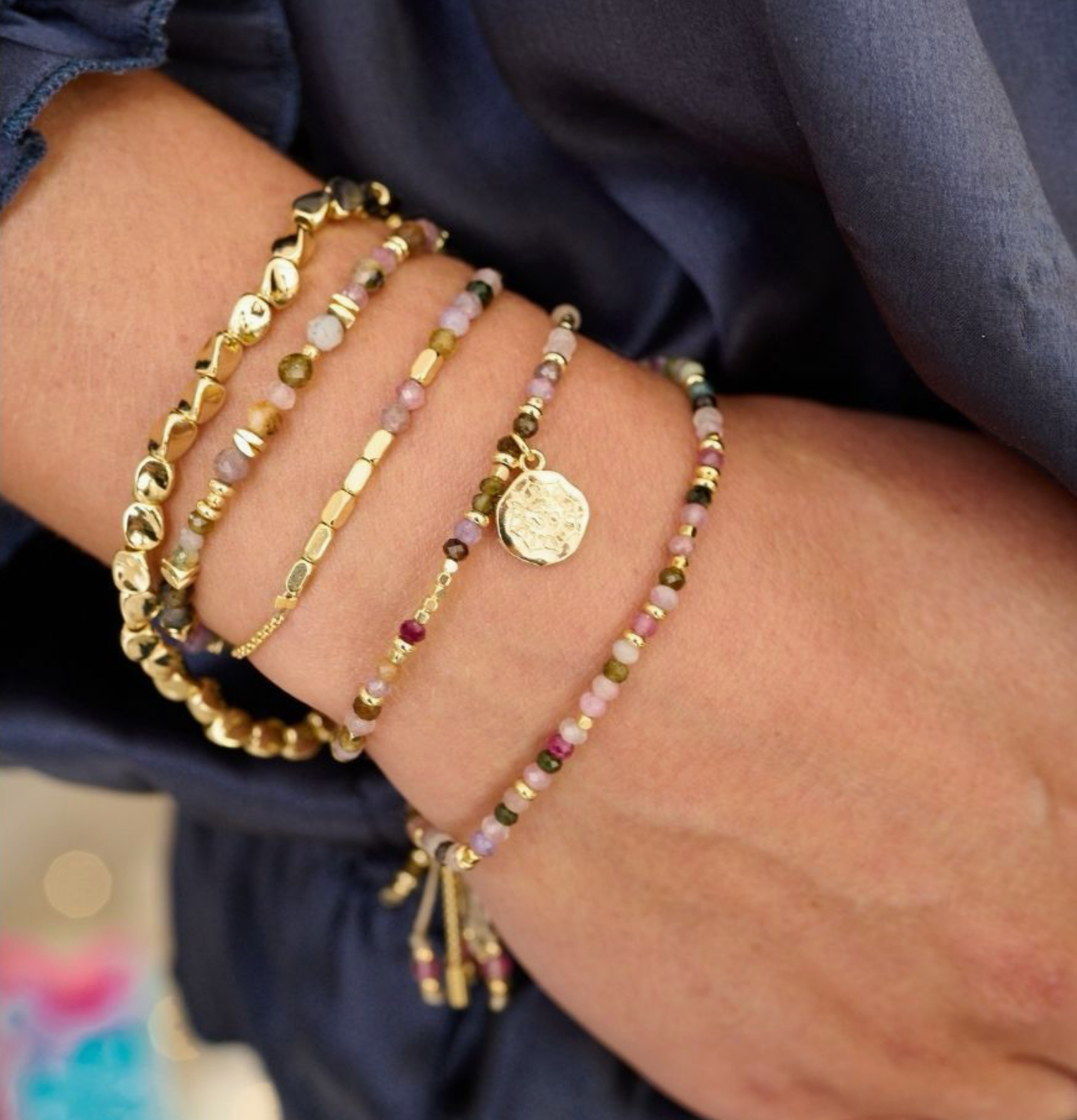 Boho Betty Armband mit goldenen Turmalinperlen
