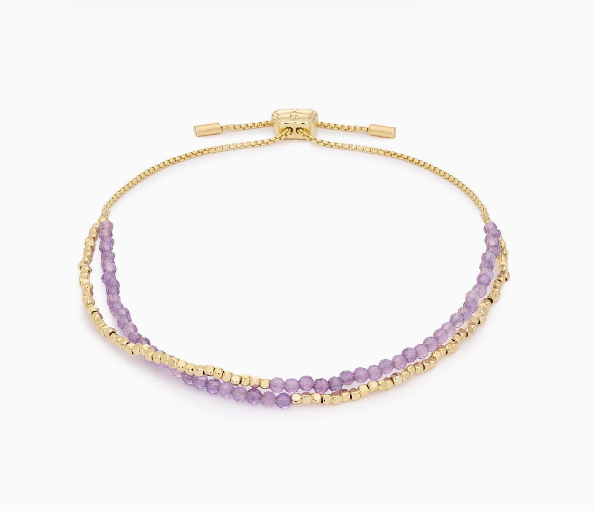 Boho Betty Gold- und Amethyst-Doppelstrang Armband