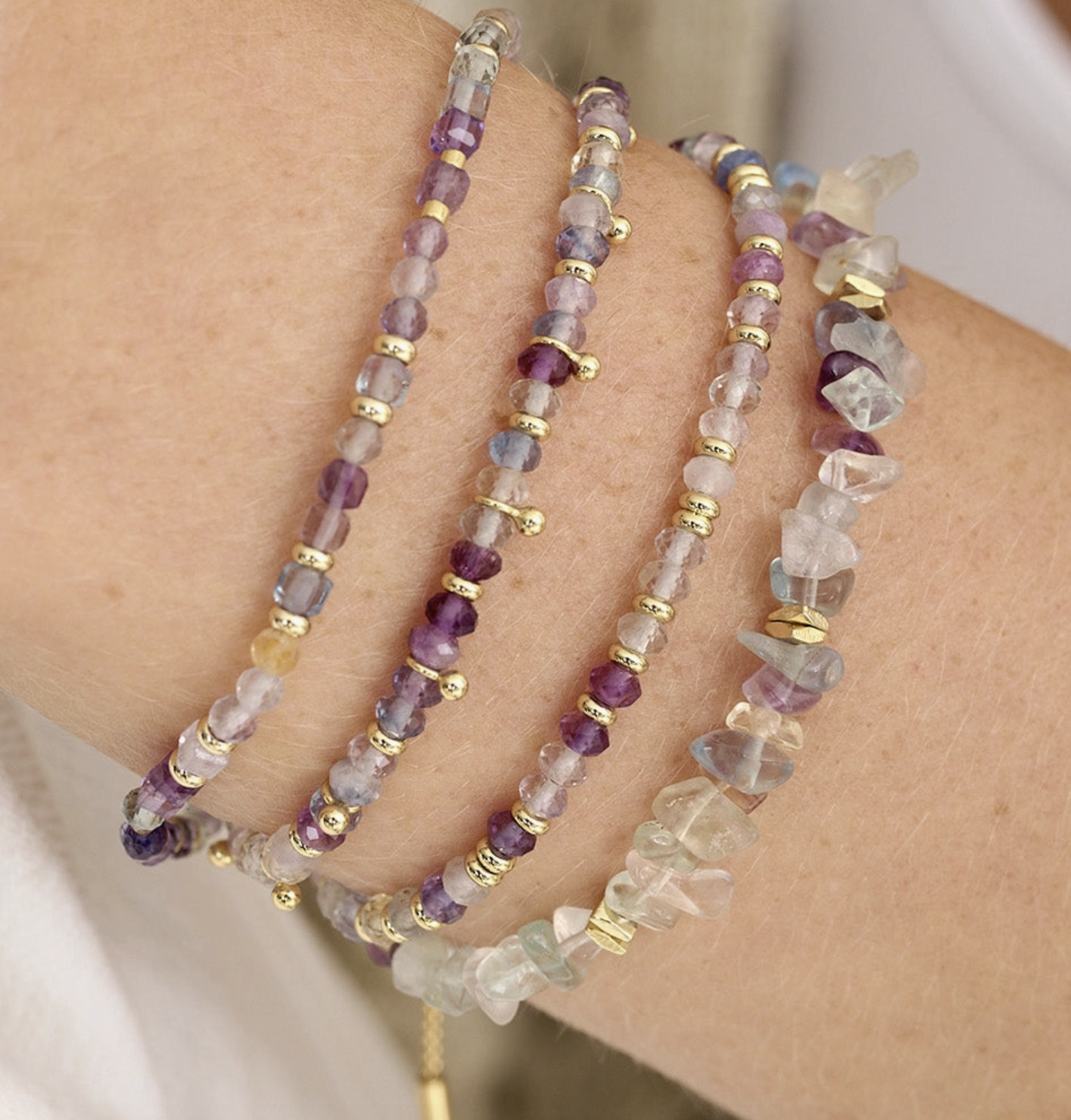 Boho Betty Regenbogen Fluorit Kristallarmband