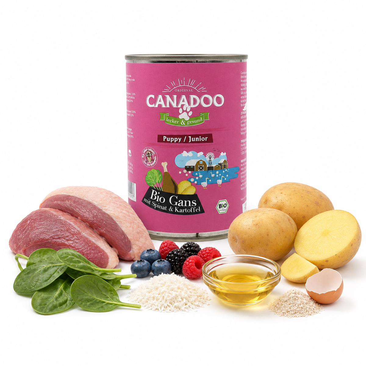 Canadoo Welpe/Junior Bio Gans mit Spinat & Kartoffel