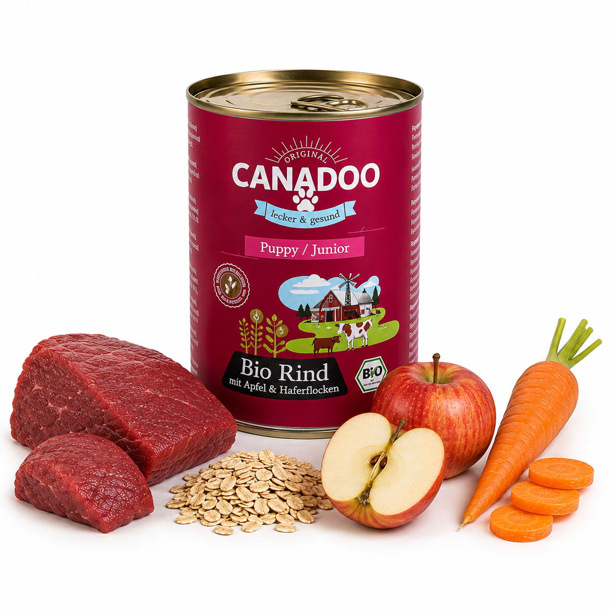 Canadoo Welpe/Junior Bio Rind mit Apfel & Haferflocken