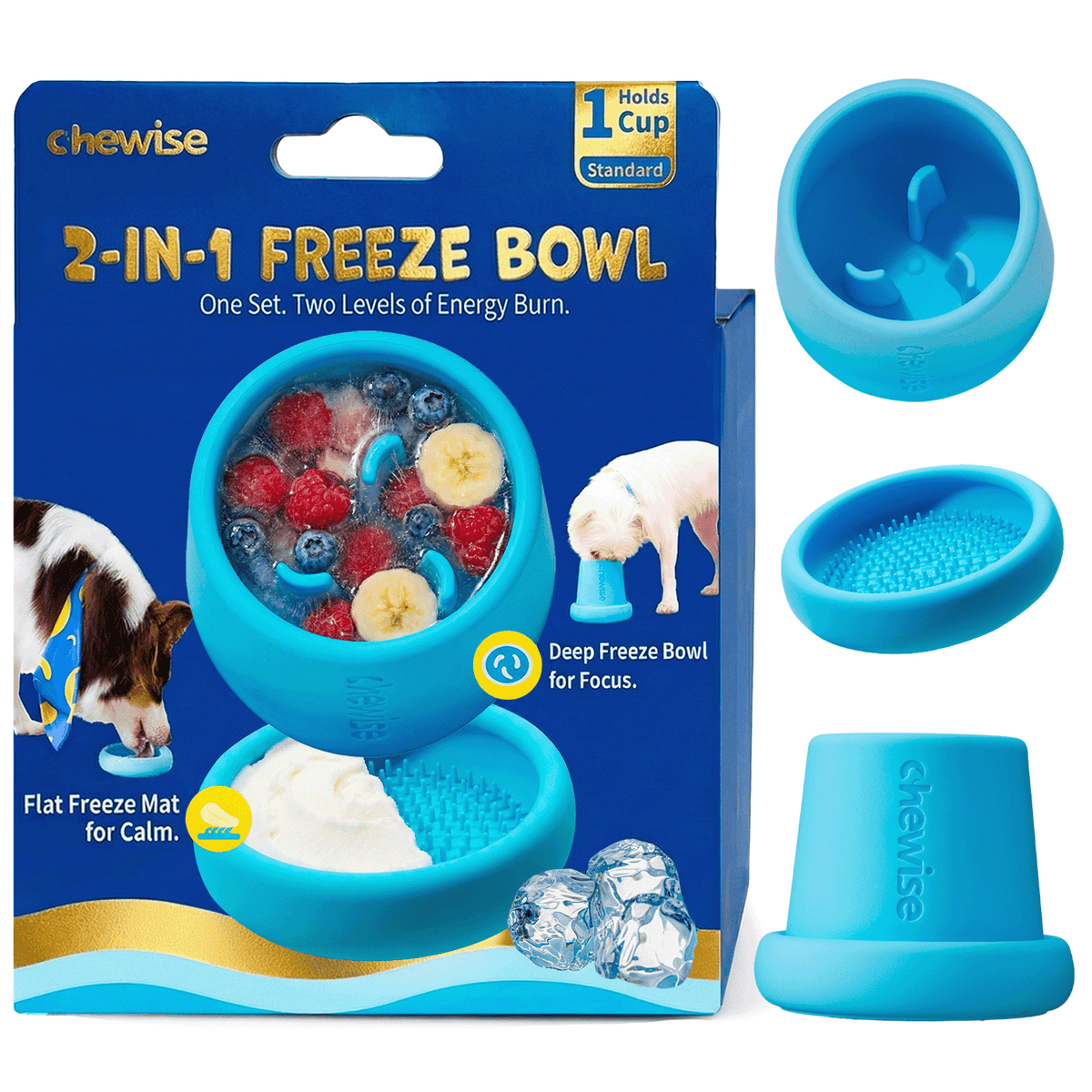 Chewise 2-in-1 Freeze Bowl Gefrorene Hund-Leckmatte & Anti‑Schling‑Napf