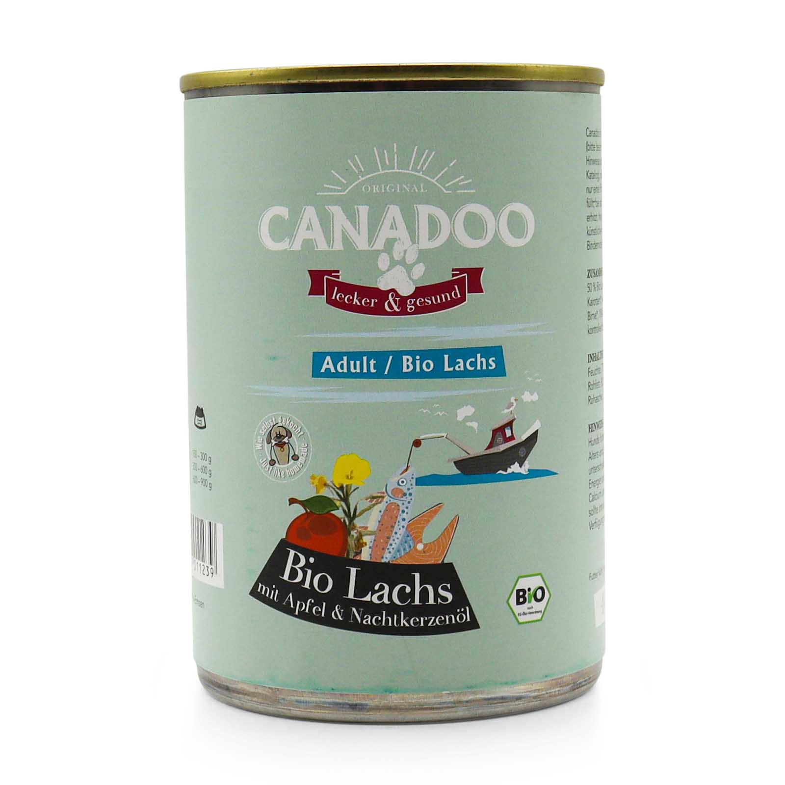 healthydog_produkte_canadoo_nassfutter_adult_bio_lachs_400gr HealthyDog Canadoo Adult Nassfutter Bio Lachs mit Apfel & Nachtkerzenöl