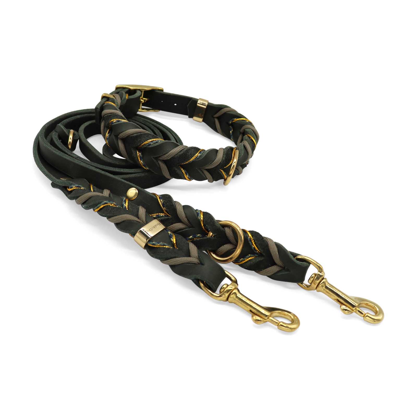 HealthyDog Lederhalsband und Lederleine "Django"