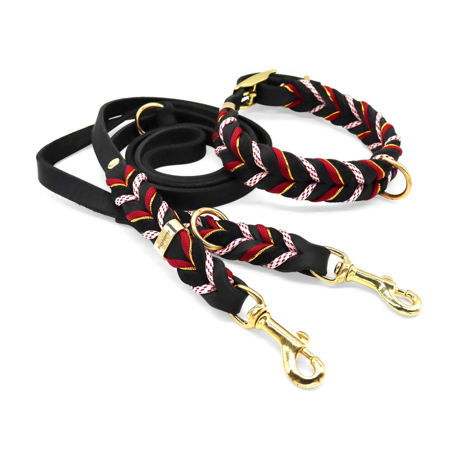 HealthyDog Lederhalsband und Lederleine "Jeschina"