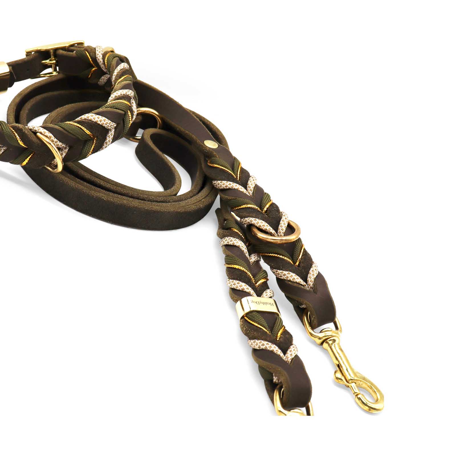 HealthyDog Lederhalsband und Lederleine "Pepe"