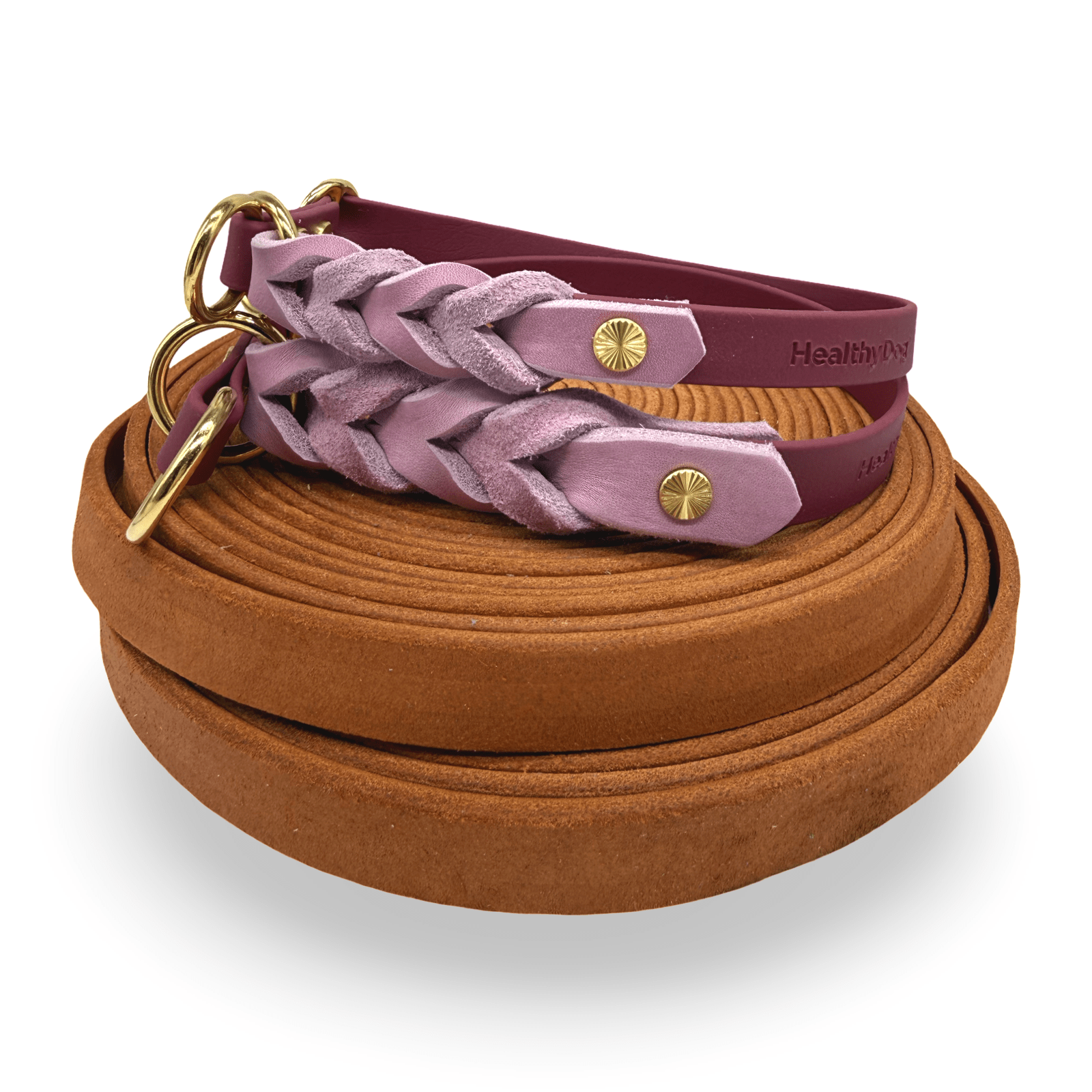 healthydog_produkte_biothane_halsband_leder_bordeaux HealthyDog Biothane Halsband mit Leder "bordeaux"