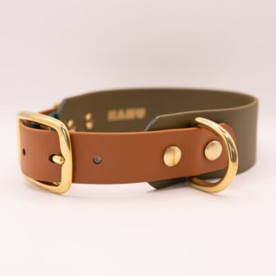 HealthyDog x KAHU verstellbares Hundehalsband Biothane "oliv/braun"