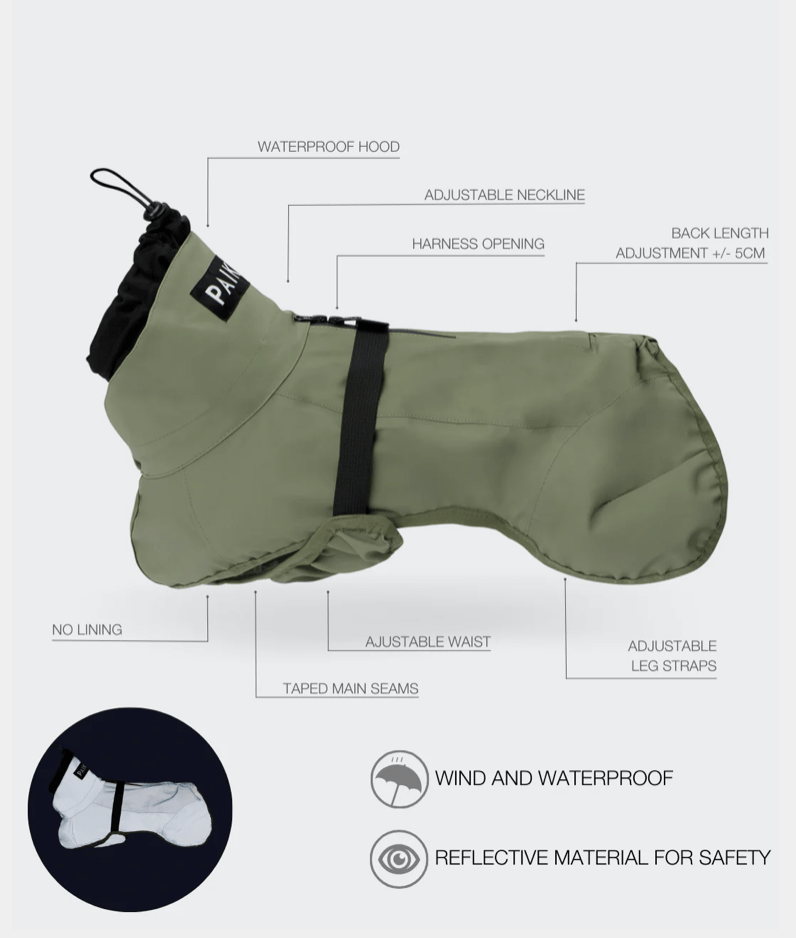 healthydog_produkte_paikka_regenmantel_grün_reflektierend HealthyDog PAIKKA Regenmantel grün reflektierend